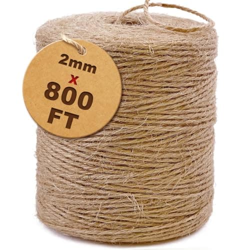 SMART&CASUAL 2mm Natural Jute Twine String Thin for Craft Plant Garden Gift Wrapping Christmas Handmade Art Decoration Packing String Home Art Decoration (Brown) (800 Ft (244M))