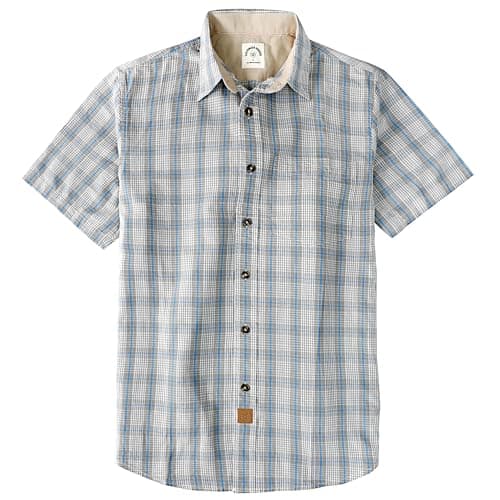 Dubinik® Mens Short Sleeve Button Down Shirts 100% Cotton Plaid Men's Casual Button-Down Shirts with Pocket