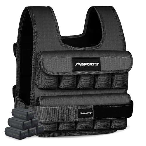 MSPORTS Premium Weighted Vest for Women & Men β Adjustable 11β65 lb, Running Vest, Walking Weighted Vest, Tactical Style Training Vest for CrossFit, Strength, Cardio & Home Workouts (Black, 11 lb)