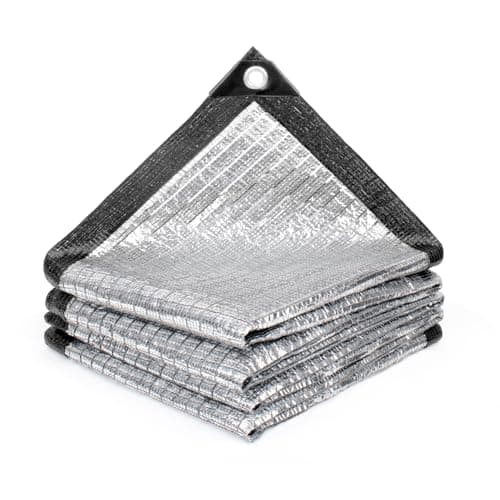 Cool Area Aluminum Sun Shade Cloth Reflective Silver Tarp, 8x16FT, 85%