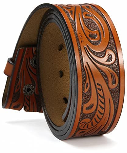 CHAOREN Western Belts for Men without Buckle - Cowboy Belt 1.5" Full Grain Leather Belt for Jeans - One Solid Piece Leather