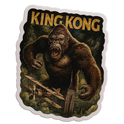 King Kong - Aesthetic Vinyl Sticker – Waterproof Quote Decal Sticker for Laptop, Water Bottle, Car, Journal, Scrapbook, Phone – Durable 4" Sticker for Teens, Adults, Kids