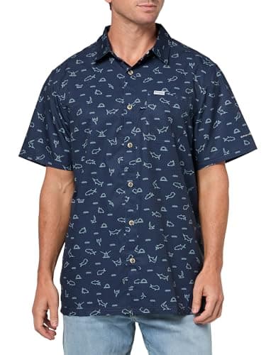 Columbia Mens PFG Super Slack Tide Camp Shirt, Nocturnal Deep Divers, 5X