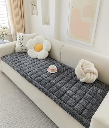 AEEISHOMEREFORM Couch Cover for Dogs Washable, Fuzzy Pet Cover for Sofa, Covers for 3 Cushion Couch Pet Friendly, Non Slip Dog Bed Mat Blanket (Darkgrey, 27.6x70.9 inch)