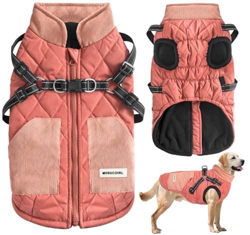 Mosucoirl Warm Dog Coats Pet Clothes, Waterproof Dogs Jacket Reflective Pet Outfits Winter Dog Cold Weather Coat Cozy Snow Jackets Vest for Small Medium Large Dogs Puppy Doggie