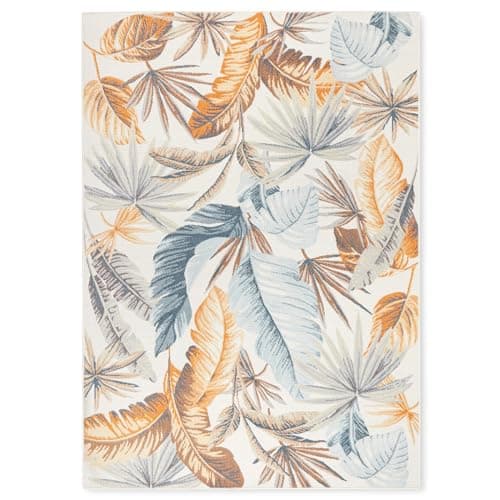 Tommy Bahama Abaco Tropical Foliage Indoor Outdoor Area Rug, Leaf Coastal Design, UV Fade Resistant, Ivory, 5'2"x7'2"