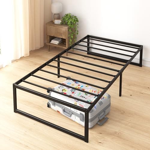 Zinus ABEL 14 Inch Platform Bed Frame, Steel Slat Support, Easy Assembly, No Box Spring Needed, Eco Friendly WonderBox(TM) Packaging, Black, Twin