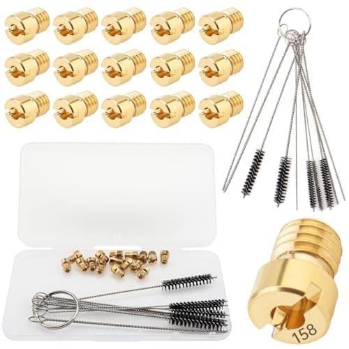 Windance 16pcs Brass Carburetor Main Jet Nozzle Kit Fit for Nibbi Keihin Nibbi Keihin CVK PE PZ CV VB VD VE GY6 99101-393 99101-GHB-000 with Cleaning Needles Brushes (#120 - #158)