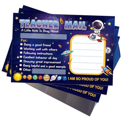 COCHIE Teacher Mail Notes to Parents Classroom Must Haves, Good Behavior Incentive Motivational Cards to Send Home for Elementary Kindergarten Preschool 1st 2nd Grade Teacher Supplies (Universe)