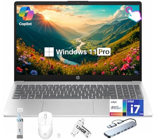 HP 15.6" Touchscreen Business Laptop 2026, Intel 10-Core i7-1355U(Up to 5.0GHz), 16 GB DDR4 RAM, 512 GB SSD, FHD IPS Anti-Glare Display, Intel Iris Xe Graphics, Copilot AI, Wi-Fi 6, Windows 11 Pro