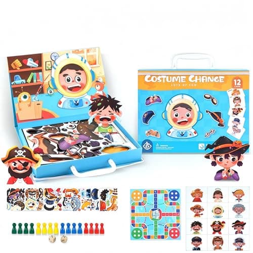 AIHOYO Magnetic Book Boy Face Dress up Game, Magnetic Puzzles for Toddlers 3-5, Decorate Refrigerator with Magnetic Puzzles, Flying Chess, Portable Travel Game, Enhance Creativity & Learning,Gift