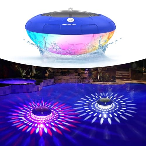 Solar Floating Pool Lights, RGB Color Changing Pool Solar Lights, IP68 Waterproof LED Pool Lights That Float, Hangable Auto ON Off for Above In Ground Pools, Bathtub, Wedding Party, Garden Decoration