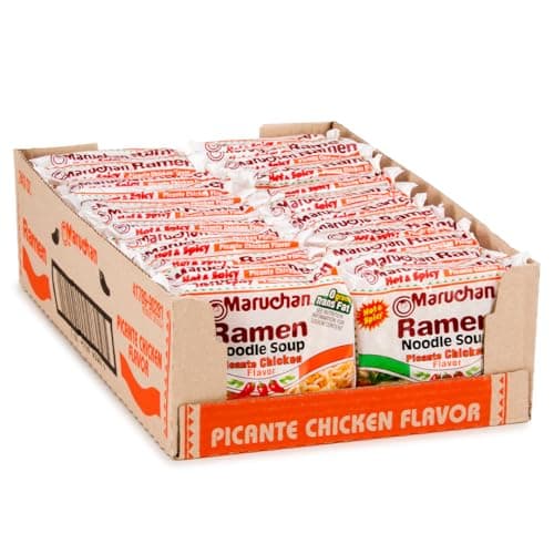 Maruchan Ramen Noodle Soup, Picante Chicken Flavor – Japanese-Style Instant Noodles, Quick & Easy Meal for Students & Busy Families – 3 Oz. (24 Pack)