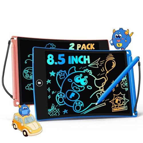 TEKFUN 8.5in 2 Pack LCD Writing Tablet for Kids Coloring Doodle Board Magic Drawing Pad for Kids with Anti-Lost Stylus, Car Trip Educational Toys Birthday Gift for 3 4 5 6 7 Kids Girls Boys Toddlers