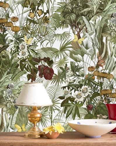 MelunMer Green Peel and Stick Wallpaper Botanical Tropical Removable Self-Adhesive Wallpaper for Bedroom Vintage Contact Paper Floral/Leaf Boho Wall Paper Bathroom Cabinets Wall Mural 78.7in 17.3in