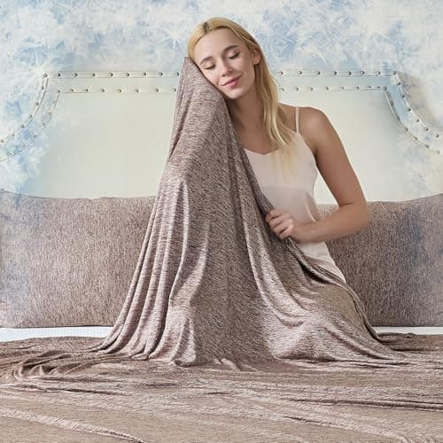 CHOSHOME Cooling Blanket for Hot Sleepers - Summer Blanket Thin Soft Lightweight Breathable Double Side Enhanced Cooling for Hot Flashes, Night Sweats, Bed, Couch (Brown, 90 x 108 inches)
