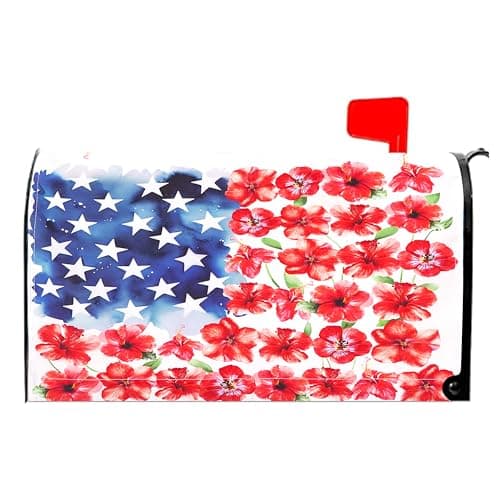 Mailbox Covers Magnetic Standard Size Mail Box Cover 18X21 Inch 4th of July Patriotic Floral Home Garden Outdoor Mailbox Decor