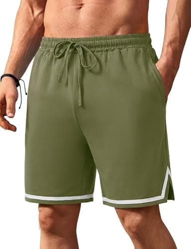 Marvmys Mens Cotton Pajama Shorts, Soft Sleep Shorts with Pockets Elastic Waist Lounge Sleepwear Bottoms Army Green 2XL