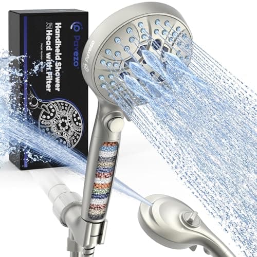 Pavezo High Pressure Handheld Shower Head with Filter & ON/OFF Switch, Modern Nickel