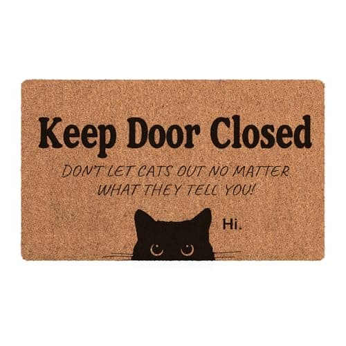 Bnwepo Funny Black Cat Artificial Coir Welcome Mats for Front Door 17x30