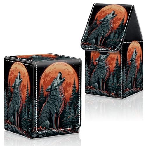 CAPAUNVDA Card Deck Box for MTG Commander Trading Cards with Magnetic Closure,Premium Card Storage Box Case Cover for MTG TCG CCG Magic Cards,Wolf Moon Forest