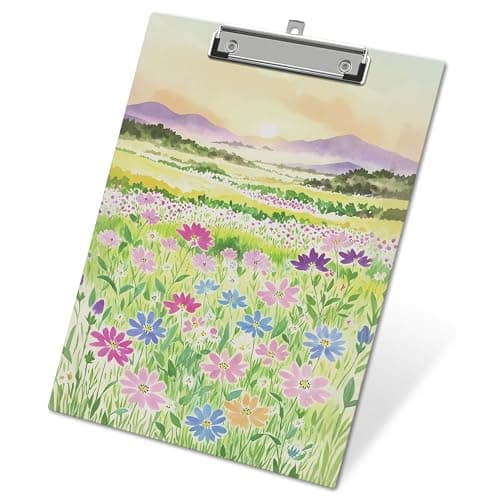 APIILVPQ Wild Flower Clipboard, Colorful Clipboards with Low Profile Clip for Office School Use, Floral Gifts Wooden Clip Boards for Nurses Teachers Students - B06