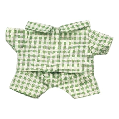 niannyyhouse 10cm 15cm 20cm Plush Doll Clothes Shirt Pants Multi-Color Plaid Pajama Set Doll Dressup (Green-2, 20cm)