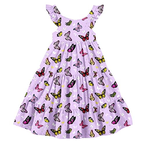 Vieille Toddler Dress 2T Baby Girl Infant Clothes Butterfly Flutter Princess Dress Summer Beach Outfits for Girls 3T