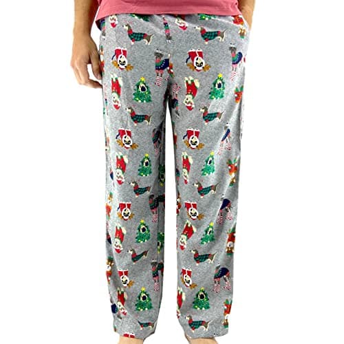 ROCK ATOLL Men's Lightweight Novelty Print Woven Cotton Long Pajama PJ Bottoms (X-Large, Christmas Cats and Dogs)