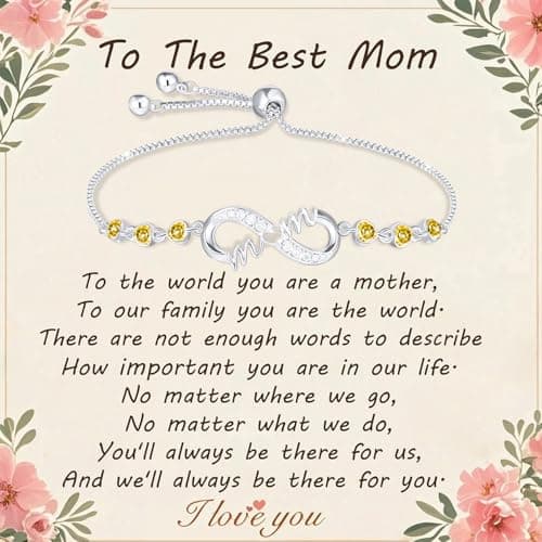 Esirly Mothers Day Gifts- Gifts for Mom Silver Bracelets for Mothers day Birthday Thanksgiving Gifts from Son Daughters