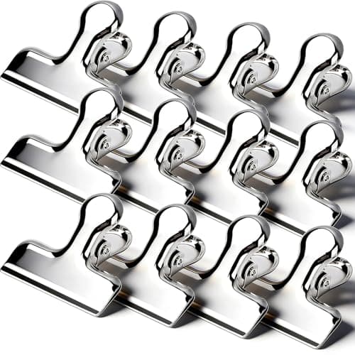Chip Bag Clips, 12Pcs Sliver Stainless Steel Chip Clips for Food Packages, Metal Kitchen Clip for Snack Bags, Food Storage and Office Home Kitchen