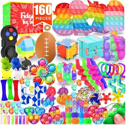Fidget Toys, 160 Pack Party Favors for Kids 8-12 4-8, Sensory Toys Bulk Autism Autistic, Treasure Box Toys for Classroom, Stocking Stuffers, Goodie Bag Stuffers, Christmas Birthday Gifts Prizes