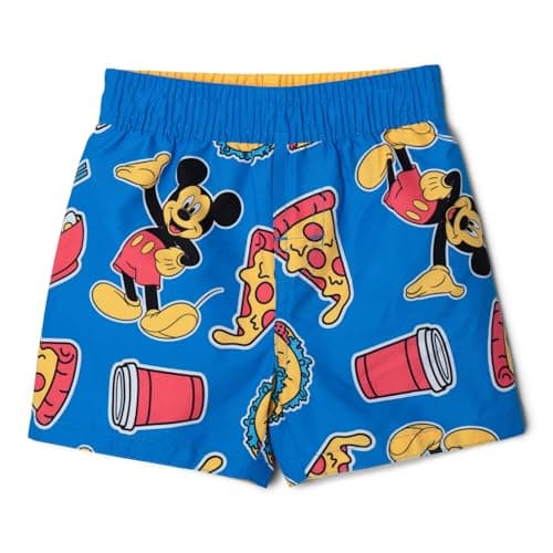 Disney Mickey Mouse Toddler Boys' Allover Print Elastic Waist Board Shorts Royal Blue 2T