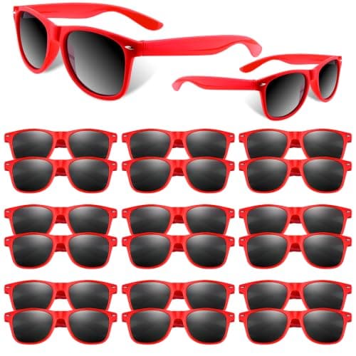 BOUBONI 10/20/40 Pack Kids Sunglasses Bulk Retro Party Favors for Wedding Beach Summer Pool Party Supplies Goodie Stuffers (20, Red)