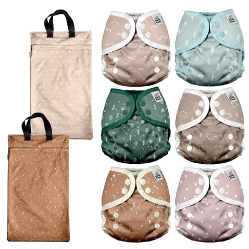 Mama Koala Reusable Adjustable Cloth Diaper Covers Size S,with 2 Pack Waterproof Hanging Wet Dry Bags
