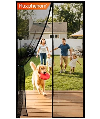 Flux Phenom Magnetic Screen Door - Bugs Out, Breeze in - 9min Install Auto-Sealing Heavy Duty Double Stitched Mesh, 52 Magnets, Hands Free Sliding & Patio Doors Net, Pet & Kid Friendly, 38 x 82 Inch