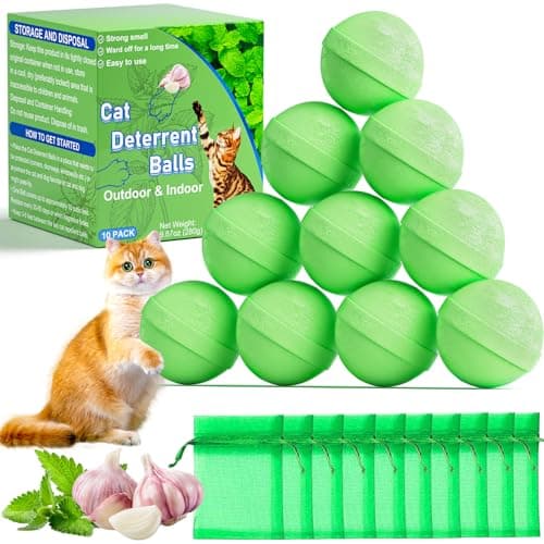 Cat Deterrent Outdoor, Cat Repellent Outdoor, Natural Peppermint Oil Cat Deterrent Outdoor and Indoor, Keep Cats Out of Yard Permanently, Keep Cats Off Lawn, Garden, Furniture, Mulch & Flower, 10 Pack