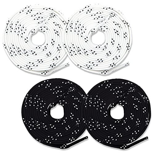 Franklin Sports Hockey Skate Laces - Set of 2 Non-Waxed Pairs - White + Black Unwaxed Ice Hockey Laces - Molded Tips - 84"