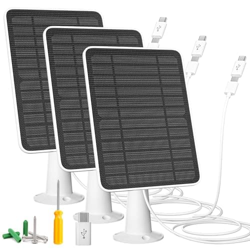 Solar Panel Charger Compatible with Reolink Argus 2E/Eco Ultra/Go PT Plus/Go Plus/Argus 3 Pro/Argus PT, 5W Solar Panels for Reolink Battery Camera, IP65 Waterproof 10ft Cable Secure Wall Mount, 3 Pack