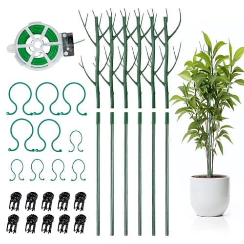 Kutoda 6-Pack Twig Plant Support Stakes Set with Blending Design, 28.8-Inch Towers for Indoor/Outdoor Plants