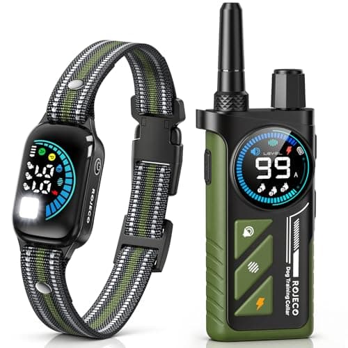 Rojeco 2-in-1 Dog Shock Collar & Dog Bark Collar - 3300FT Remote Dog Collar with IPX7 Waterproof, Beep/Vibration/Shock Modes & LED Light, Smart Anti-Barking Bark Collar for Small Medium Large Dogs