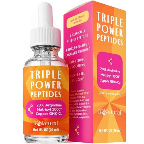 Peptide Serum for Face – 20% Argireline, Matrixyl 3000 & Copper GHK-Cu with Hyaluronic Acid | Anti-Aging Firming Serum | Wrinkle-Relaxing, Skin-Tightening | Boost Collagen with Peptides | 1 FL OZ