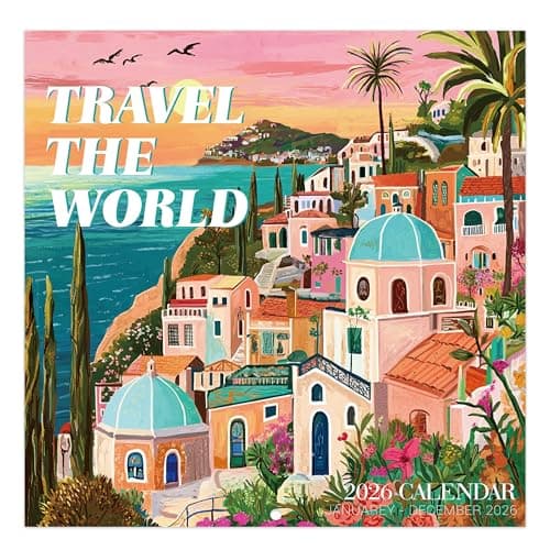2026 Calendar - 2026 Wall Calendar 12 month from Jan. 2026 - Dec. 2026, 12" x 24" (Open), Travel the World Landscapes Wall Calendars with Thick Paper & Marked Holidays