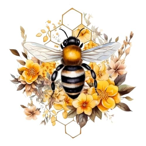 2pcs 5.12''x5.12'', Bee & Yellow Floral Self-Adhesive Vinyl Sticker for Cars, Trucks, Motorcycles, Laptops, Windows, Glass, Walls - Indoor & Outdoor Use, Home Life Decoration Decal #2BZ222