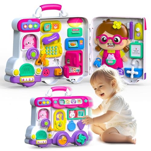 Baby Busy Board for 1-2 Year Old Boy Girl Gift,Musical Toddler Toys for 1+ Year Old,Early Educational Toy for Toddlers 1-3,Birthday Gifts for 1+Year Old Girl, 1 2 Year Old Christmas Toys Gifts