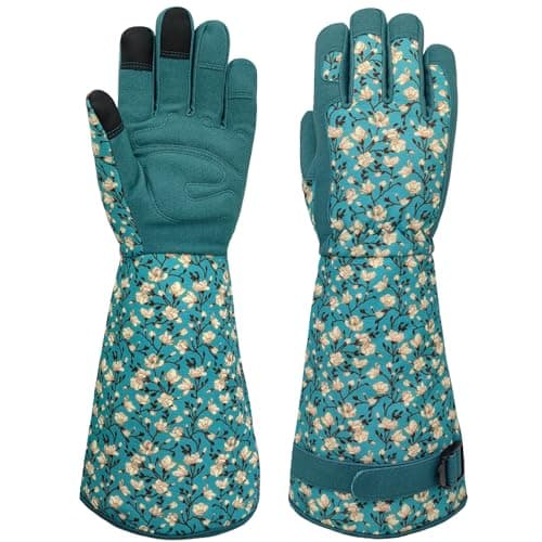 MSUPSAV Multi-purpose Rose Pruning Gardening Garden Gloves for Men & Women,Thornproof Long Gauntlet Yard Work Glove,Breathable & Durability,Small,Lake-blue