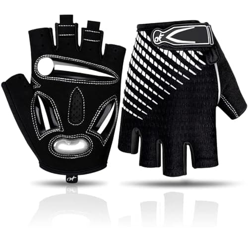 BIKINGMOREOK Bike Cycling Gloves for Men Women,Non-Slip Breathable 5MM Gel Pads DH Mountain Road Bicycle Gloves for MTB Biking Cycling,Workout Sports-White-XL