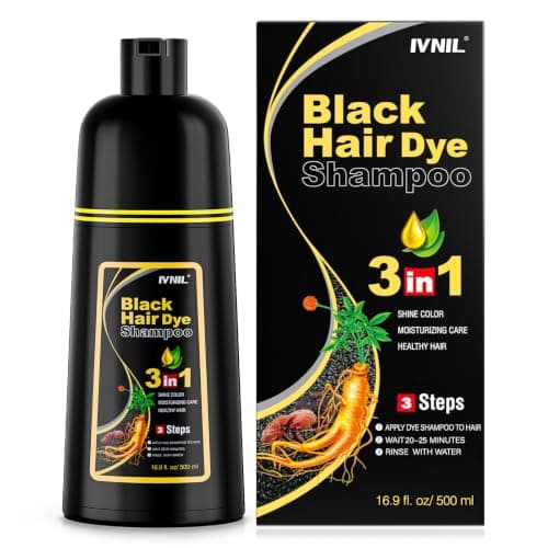Ivnil Black Hair Dye Shampoo Color Shampoo for Gray Coverage for Women Men