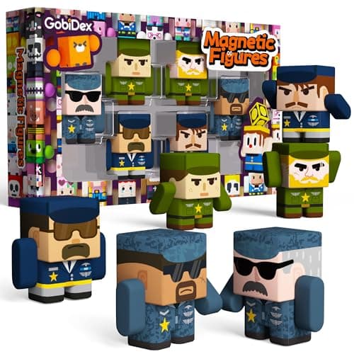 GobiDex 6PCS Magnetic Action Figures Playset, Fun Army Men Toy Soldiers Compatible with Magnetic Building Blocks, Military Pretend Play Toys for Kids Ages 3+