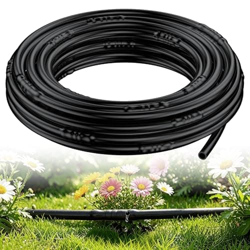 Pawfly 25 ft. 1/4" PE Irrigation Dripline Tubing, Black Polyethylene Distribution Line, Quick-Connect Compatible Drip Hose for Small Garden & Potted Plants